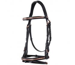 EQUESTRO ENGLISH BRIDLE IN LEATHER WITH ROSE GOLD DETAILS - 2335