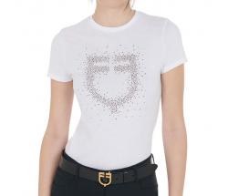 T-SHIRT EQUESTRO PINK RHINESTONES LOGO STRASS WOMEN - 9871