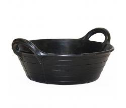 LOW FEEDER BUCKET WITH HANDLE IN RUBBER FOR HORSES - 6301