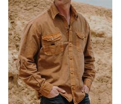 AUSTRALIAN SHIRT UNISEX CANVAS LONG SLEEVES TABACCO - 4061