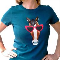 PRINTED T-SHIRT MATINGOLD HORSE WITH SUNGLASSES for WOMEN