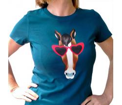PRINTED T-SHIRT MATINGOLD HORSE WITH SUNGLASSES for WOMEN - 3516